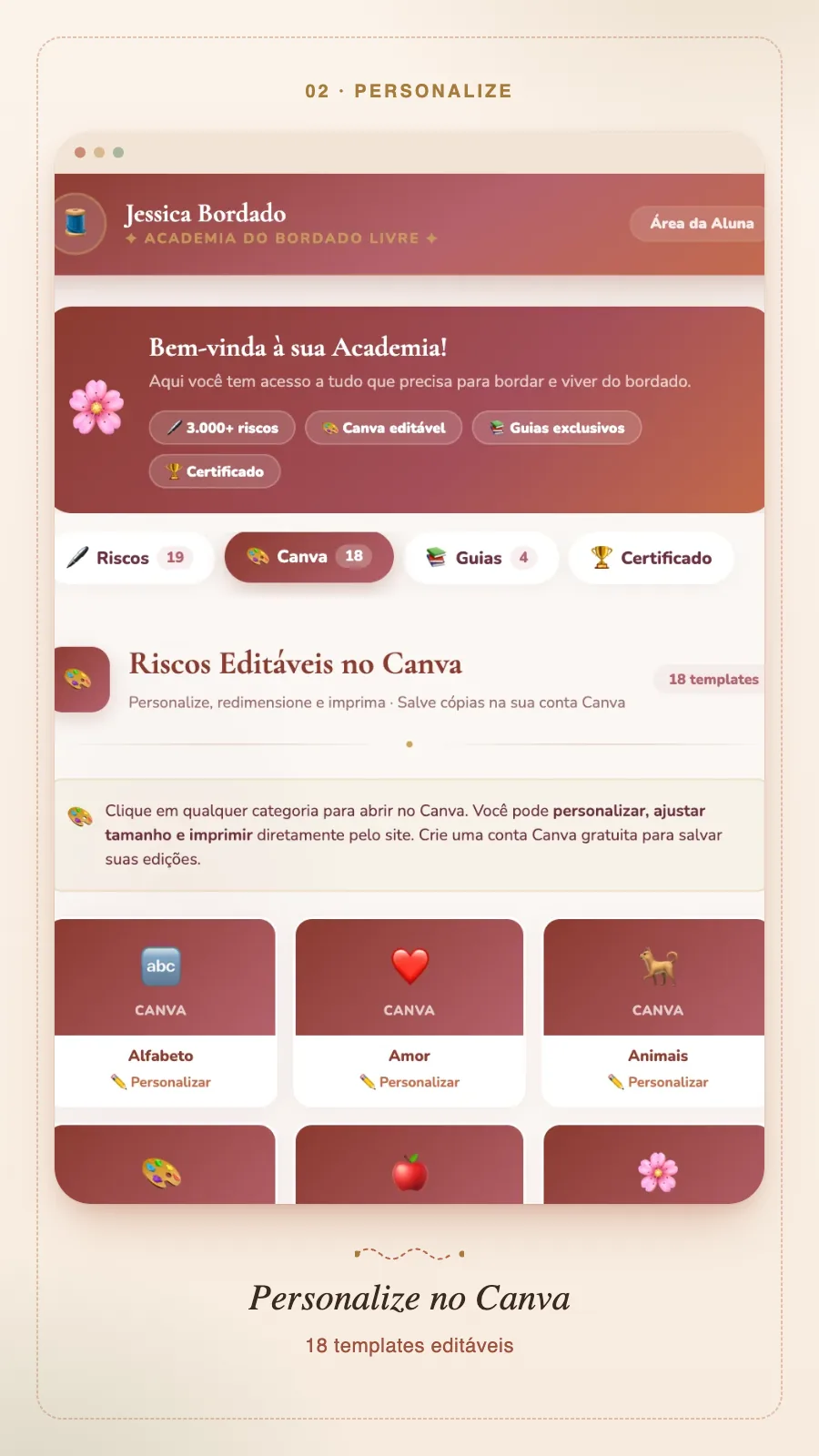 Tela do aplicativo: riscos editáveis no Canva