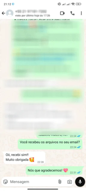 Print WhatsApp — depoimento de aluna da Academia do Bordado Livre